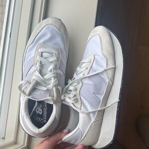 New Balance White and Light Gray Athletic Shoes
